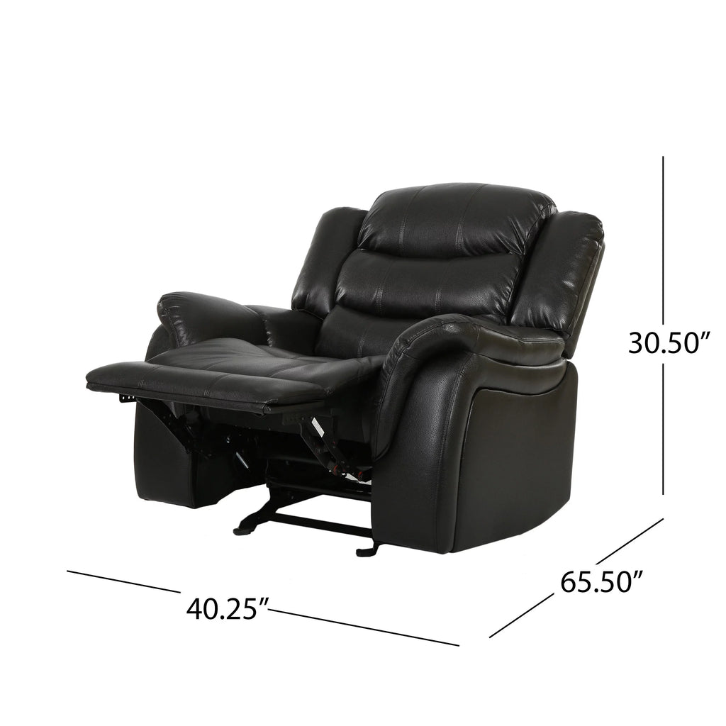 Black Faux Leather Recliner Glider Chair N50928