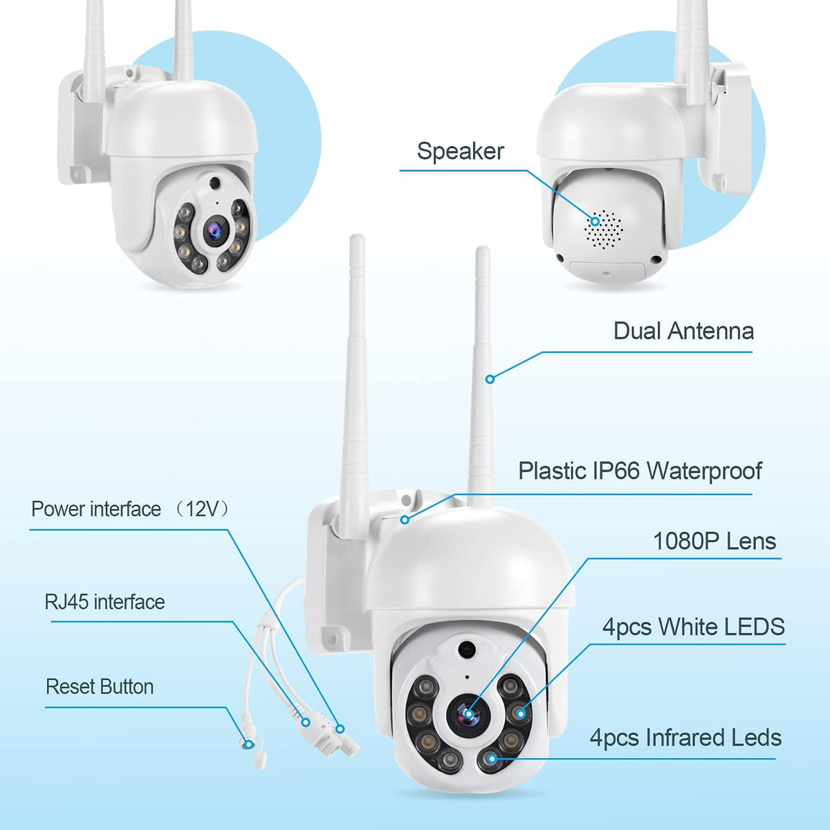 2K Wireless 8CH NVR 4PCS Outdoor WiFi PT Camera with Night Vision M3632