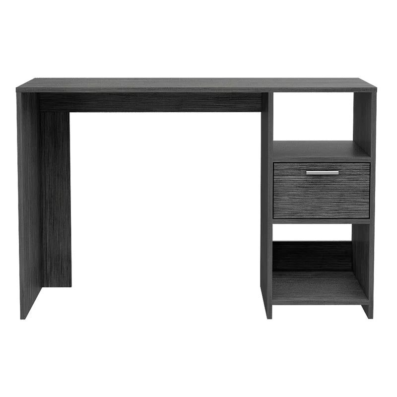 Grey Oak Computer Desk with Drawer and Two Shelves F2376