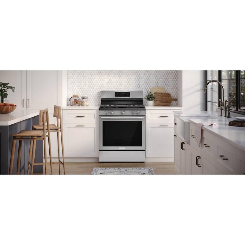 30 in. 5 Burner Freestanding Gas Range in Stainless Steel with True Convection and Air Fry H6275