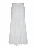 White Drawstring Midi Skirt L930