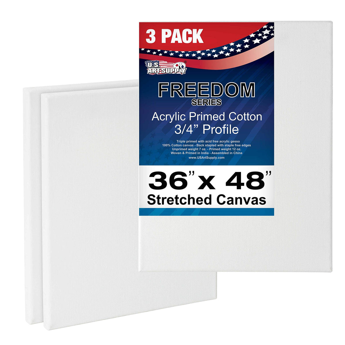 36 x 48 inch Stretched Canvas 12-Ounce Primed 3-Pack White Blank Heavy-Weight Gesso G52485