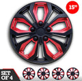 15-Inch Set of 4 Black Red Car Wheel Hubcaps P384894