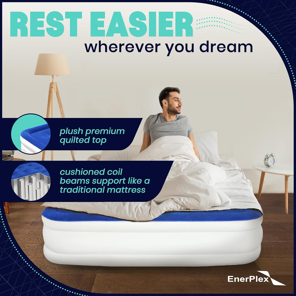 Twin 13 Inch Double Height Inflatable Air Mattress with Built-in Dual Pump D86566