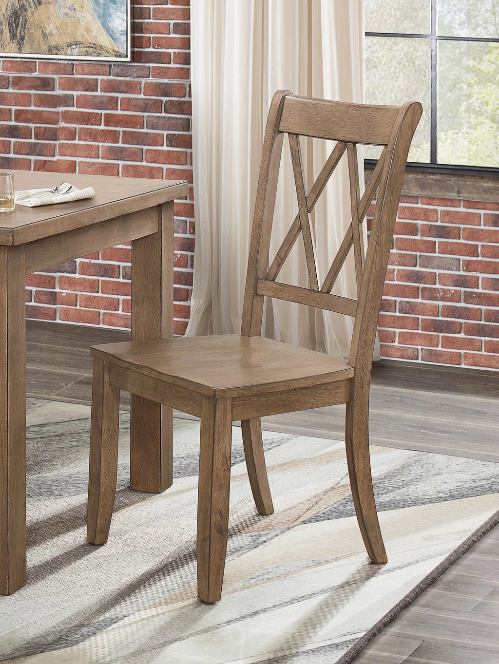 Brown Pine Veneer Dining Chairs Set of 2 L6797