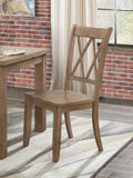 Brown Pine Veneer Dining Chairs Set of 2 L6797