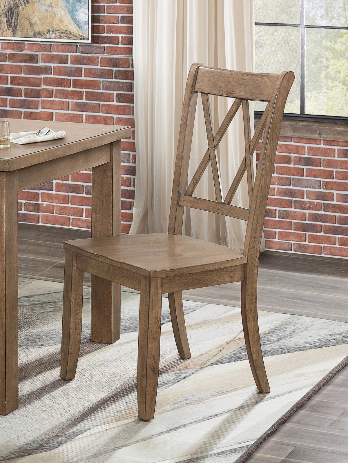 Brown Pine Veneer Dining Chairs Set of 2 L6797