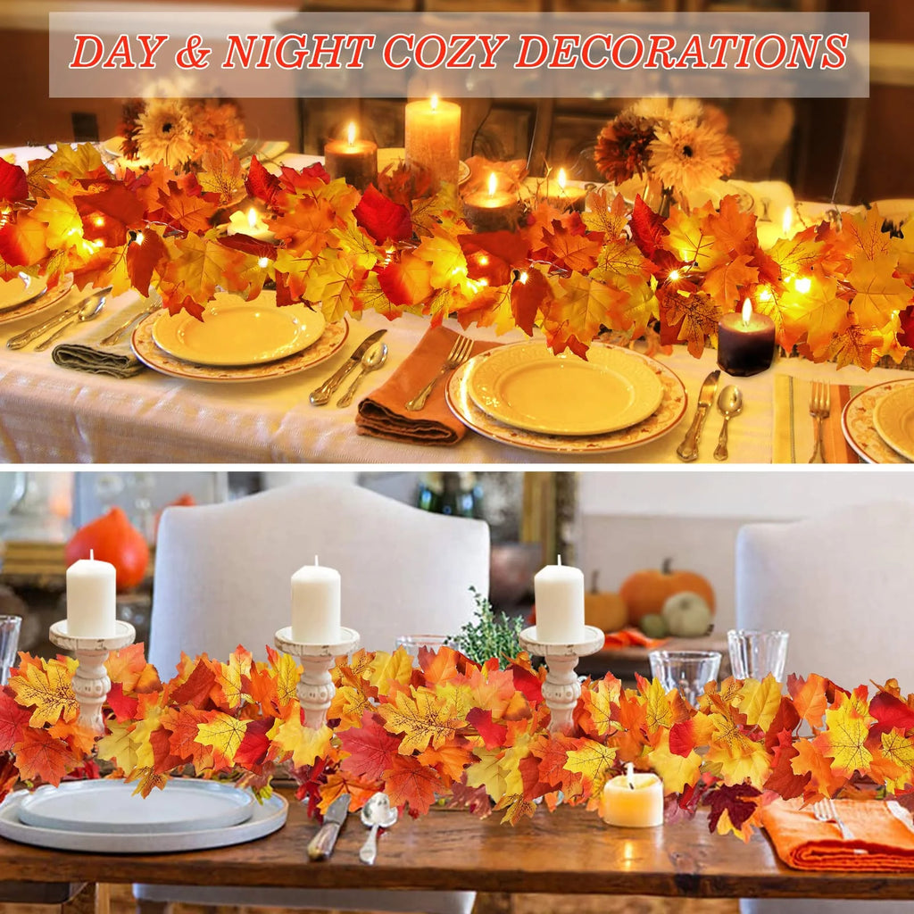 Maple Leaves Garland with Lights S5529