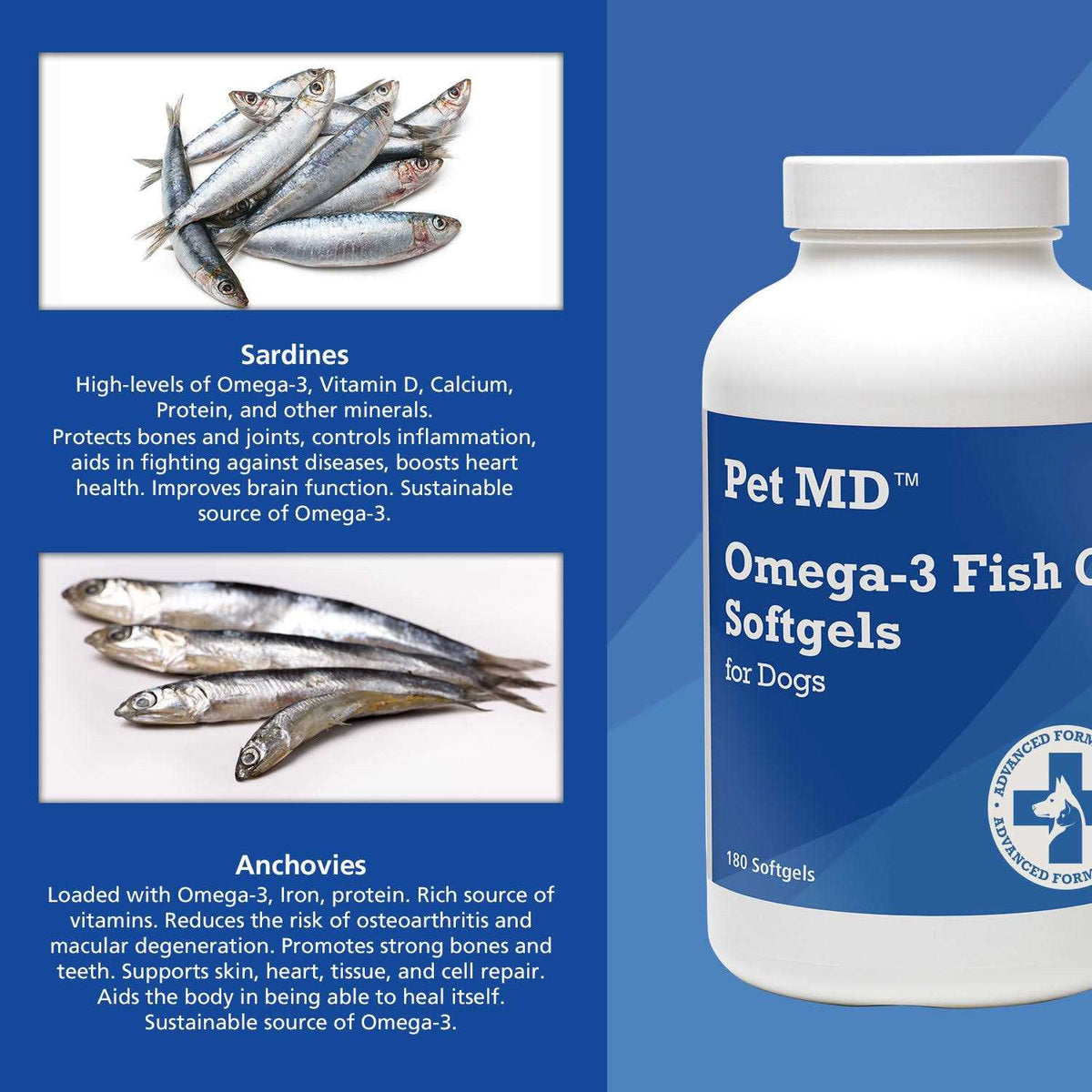 Omega-3 Fish Oil Softgels for Dogs 180 Count V36476