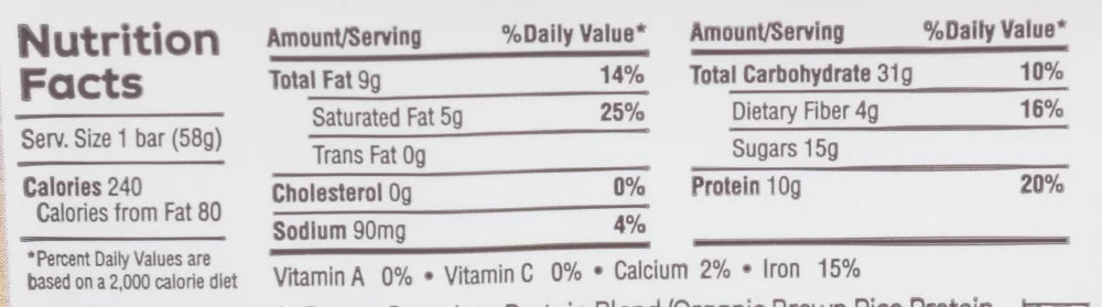 Dark Chocolate Coconut Nutrition Bar 2.05oz U2862