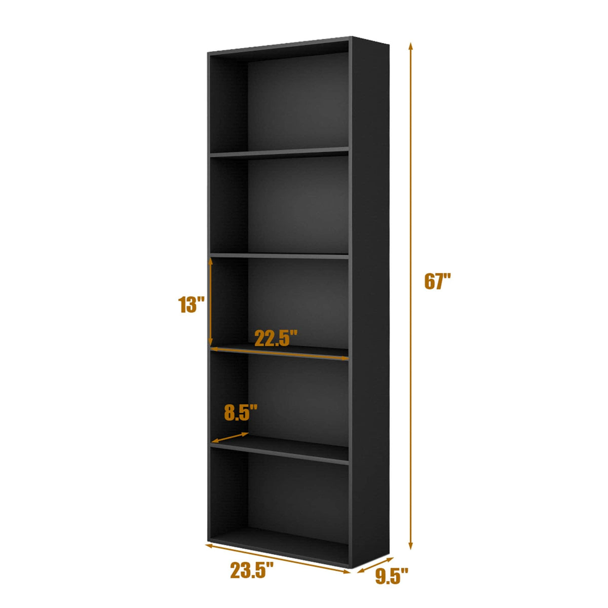 5-Tier White Bookcase Bookshelf Q109305