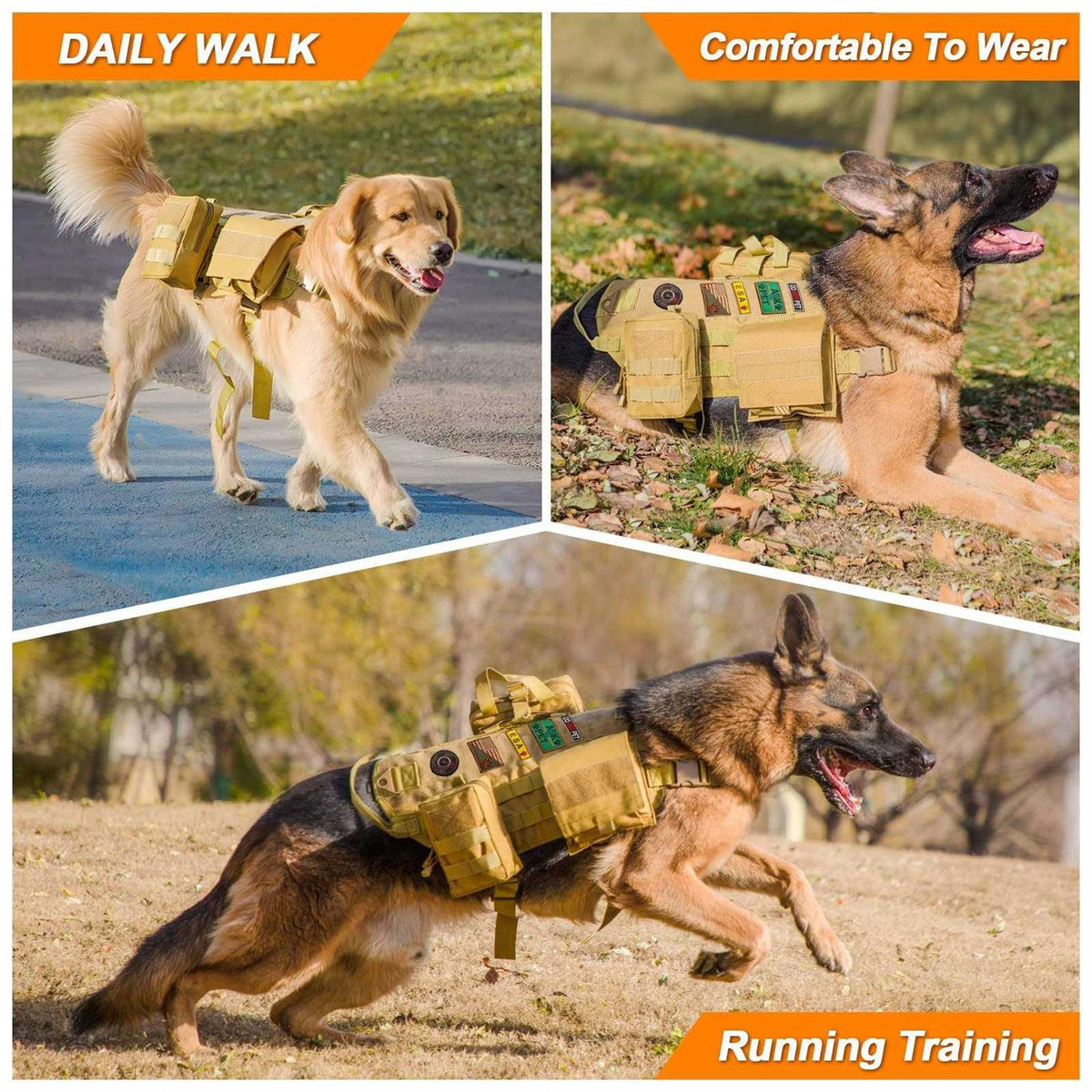 Tactical Dog Harness with Pouches M758