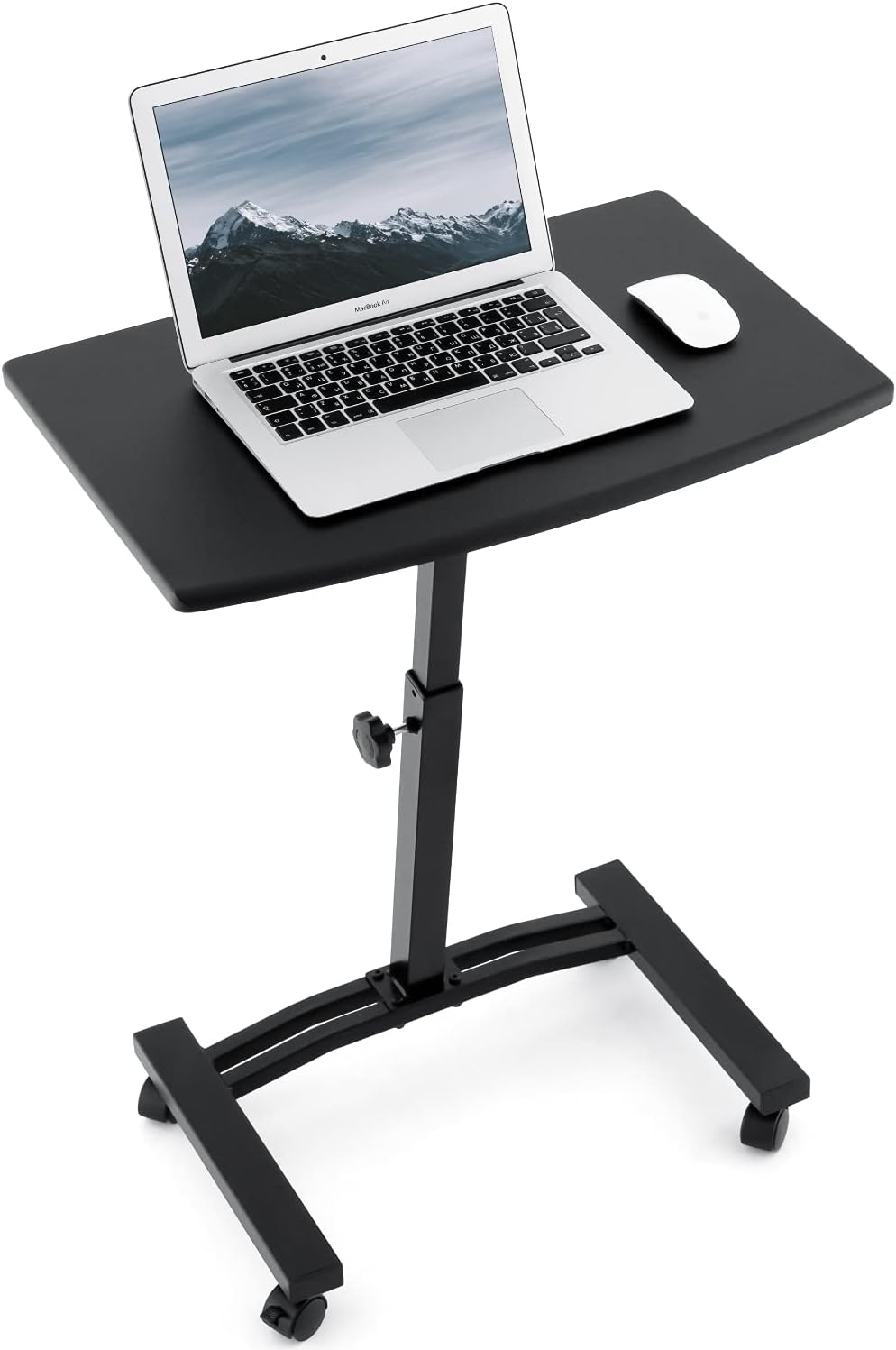 White Height Adjustable Portable Laptop Desk Cart with Wheels Z890723