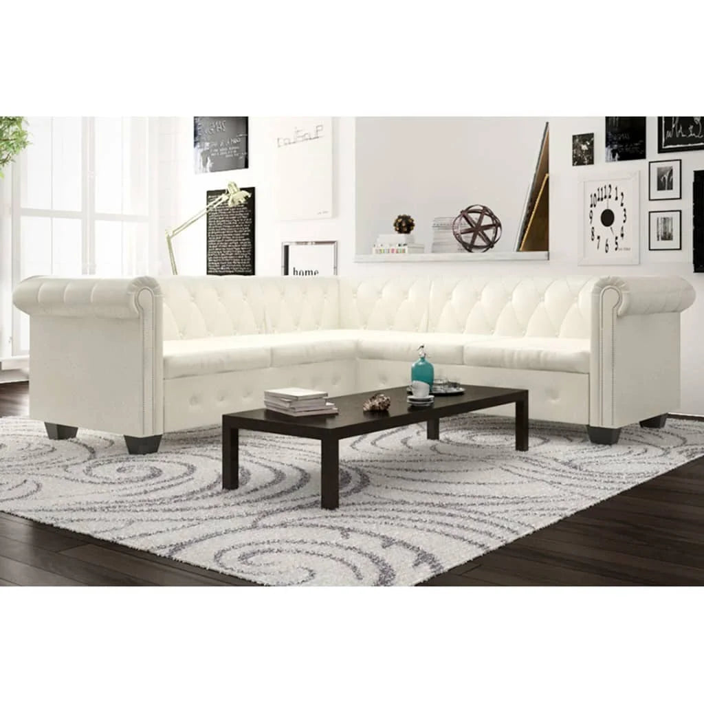 White Faux Leather 5-Seater Corner Sofa R219913