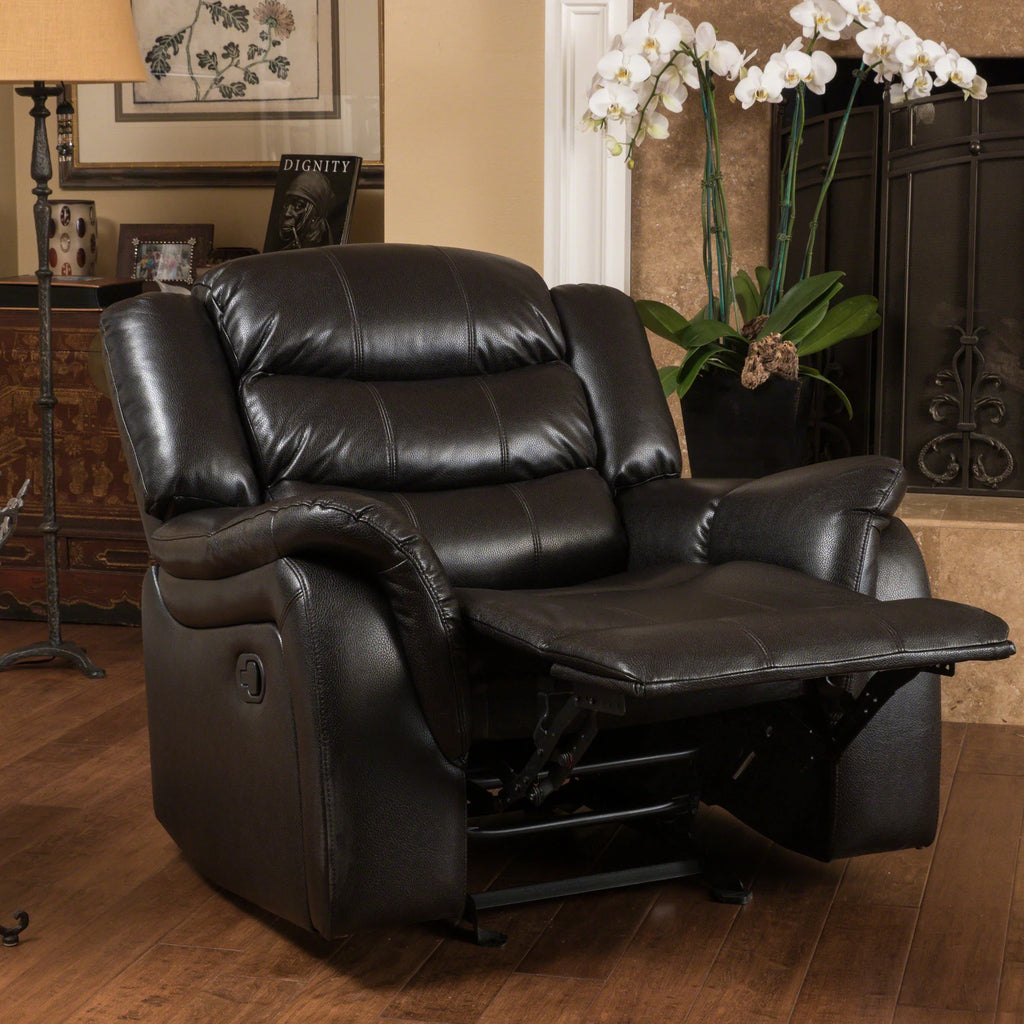 Black Faux Leather Recliner Glider Chair N50928