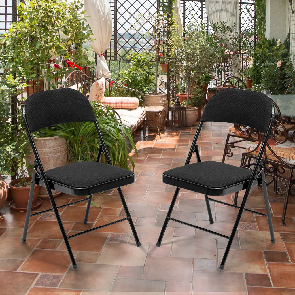 Black Fabric Upholstered Folding Chairs 6 Pack O939
