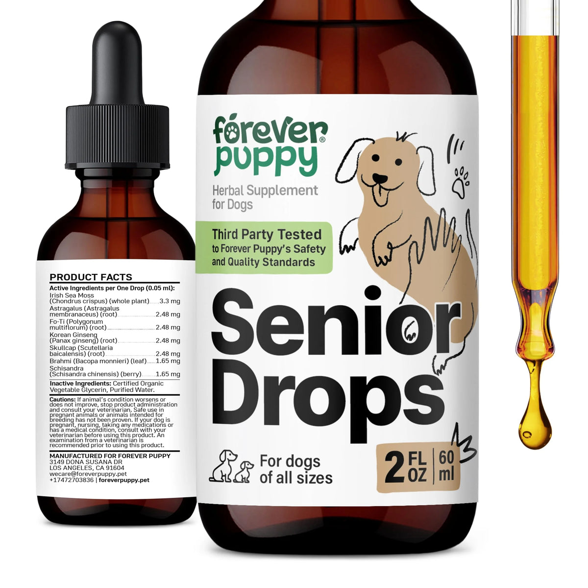 Senior Dog Thyroid Immune Brain Support Supplement 2 oz I870