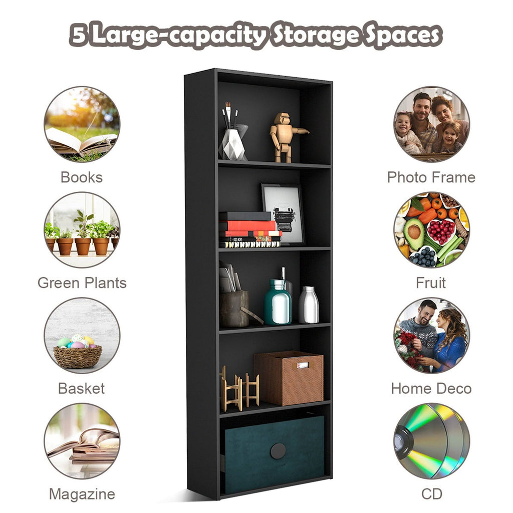 5-Tier White Bookcase Bookshelf Q109305
