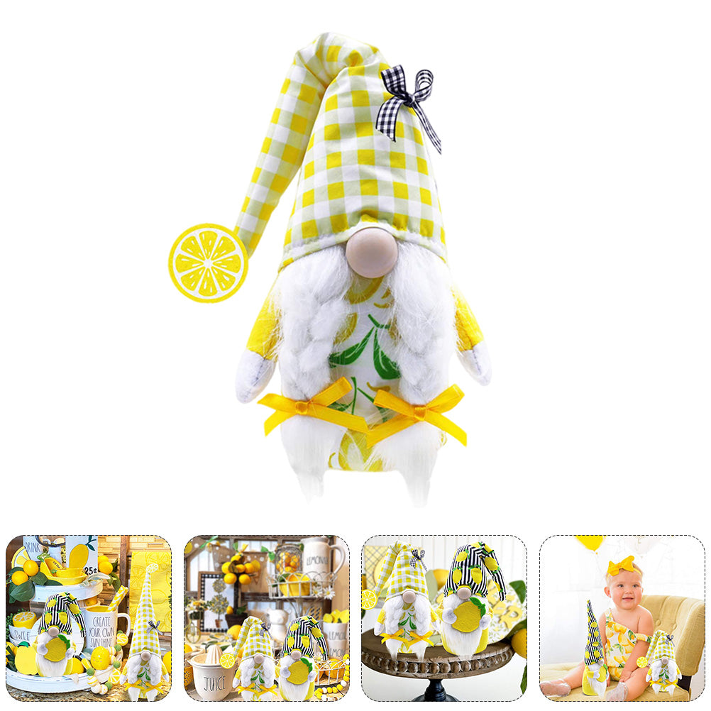 Lemon Pattern Plush Gnome Doll M37261
