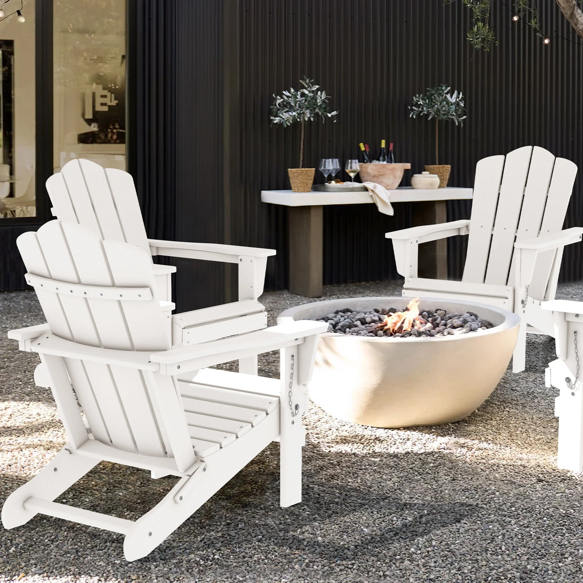 White HDPE Folding Adirondack Chair M720