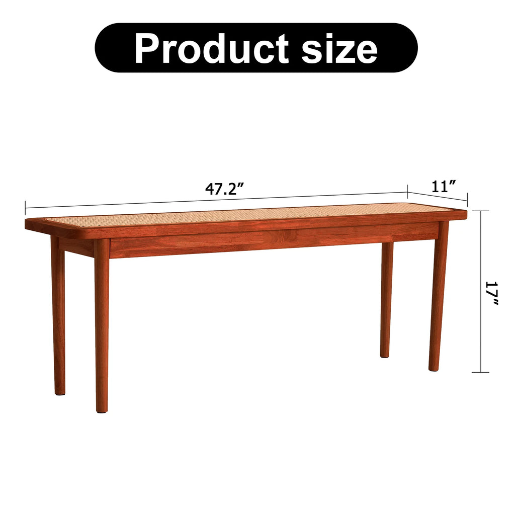 Solid Wood Rattan Woven Bench U360