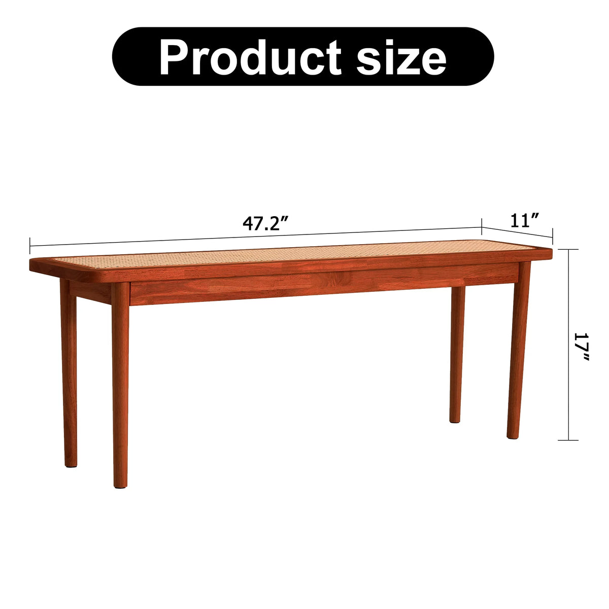 Solid Wood Rattan Woven Bench U360