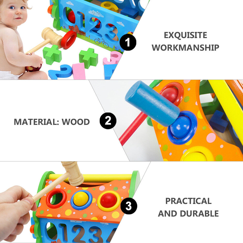 Wooden House Building Block Numbers Shape Matching Game Playset L526783