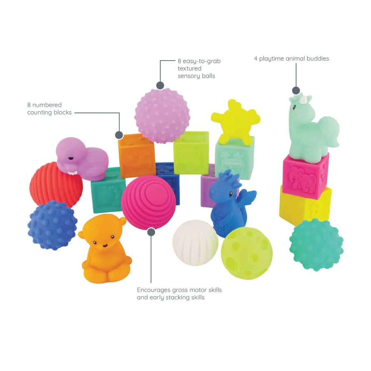 20 Pc Multicolor Sensory Balls Blocks Set P4356