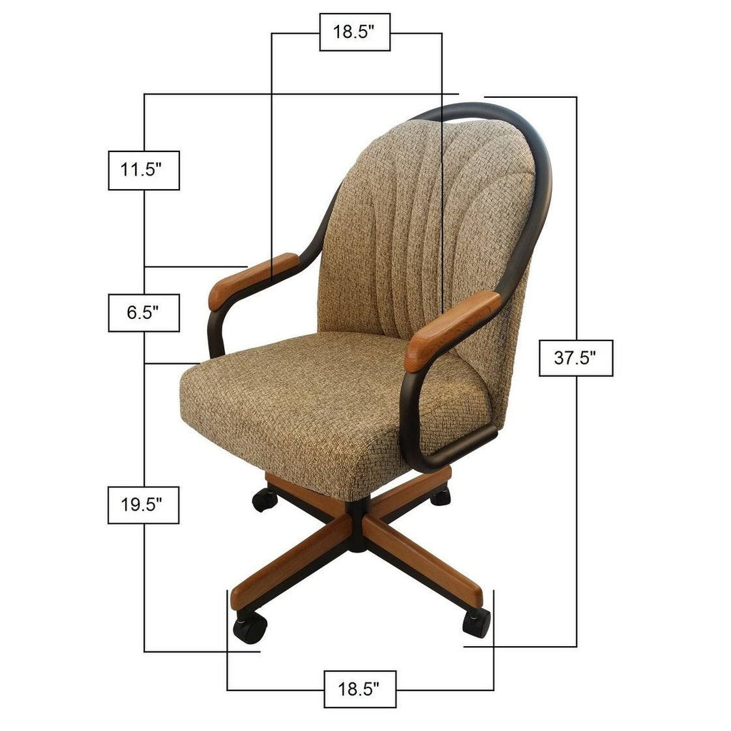Swivel Tilt Caster Arm Chair in Wheat Tweed Fabric O69088