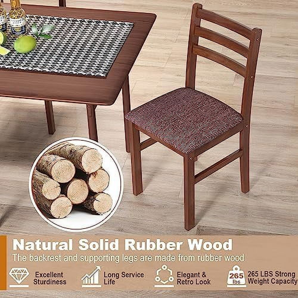 Walnut Set of 4 Wooden Dining Chairs with Padded Seat D342055