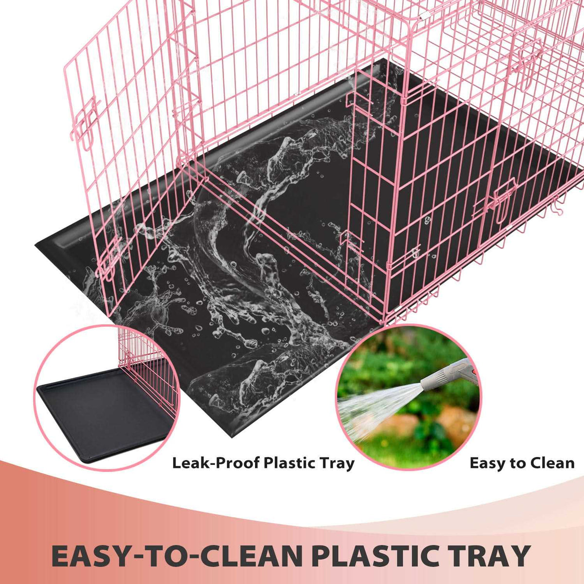 Foldable Large Metal Wire Dog Crate with Plastic Tray X739