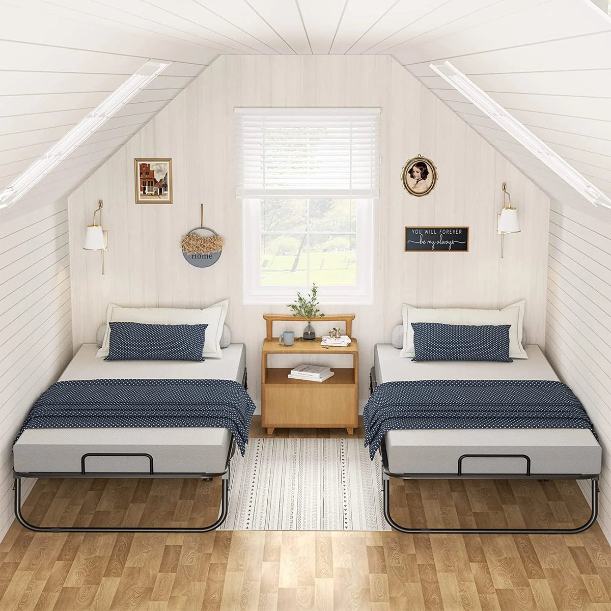 Folding Bed with Memory Foam Mattress S755