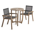 Gray and Black 2-Seater Acacia Wood Dining Set with Round Table P7902