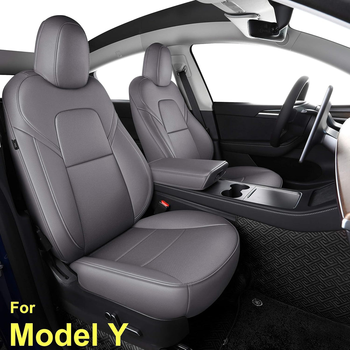 Synthetic Leather Car Seat Cushion Protector (Grey Y) O3512
