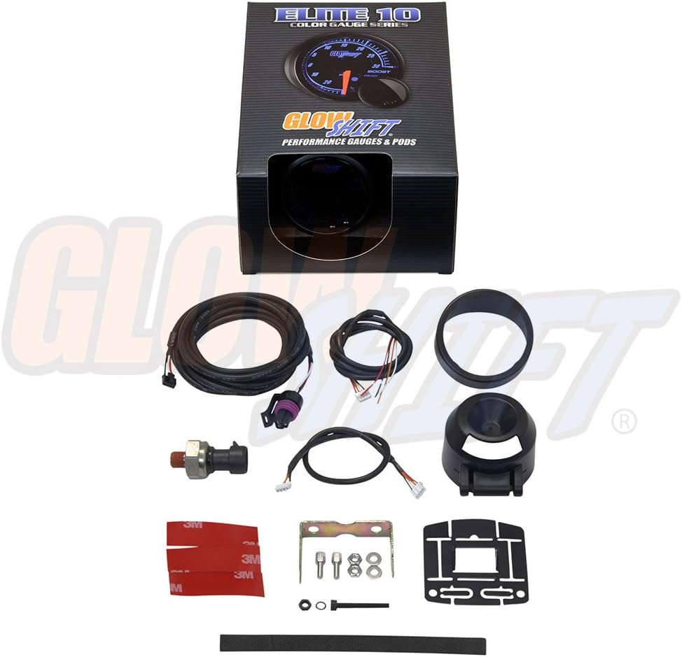 10 Color 10 BAR Oil Pressure Gauge Kit with Electronic Sensor, Black Dial, Tinted Lens, 52mm X131510
