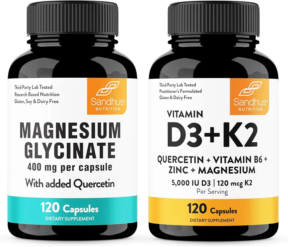 Magnesium Glycinate & Vitamin D3 K2 with Quercetin Capsules 120 Count B21936