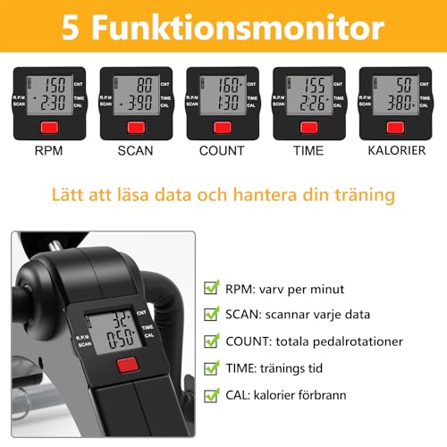 Under Desk Pedal Exerciser Mini Bike with LCD Display K478