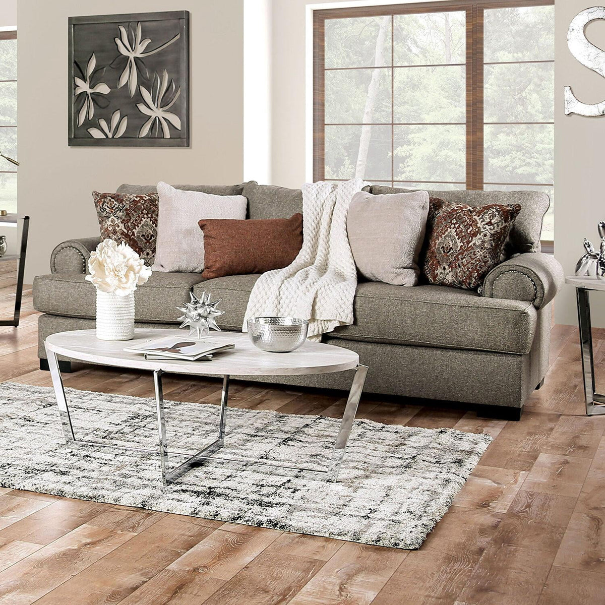 Gray Chenille Sofa K8894