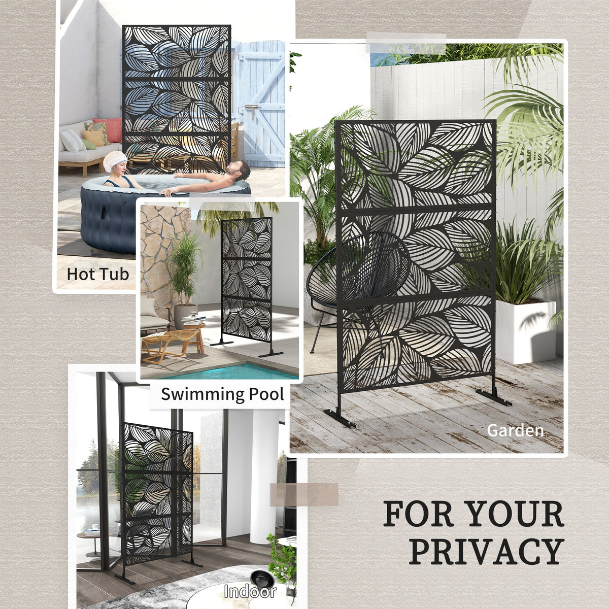 Black Metal Privacy Screen U402909