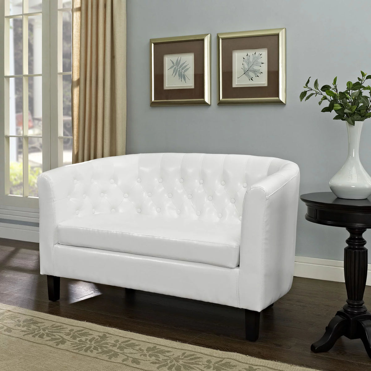 Two Seater Loveseat Sofa White Z509573