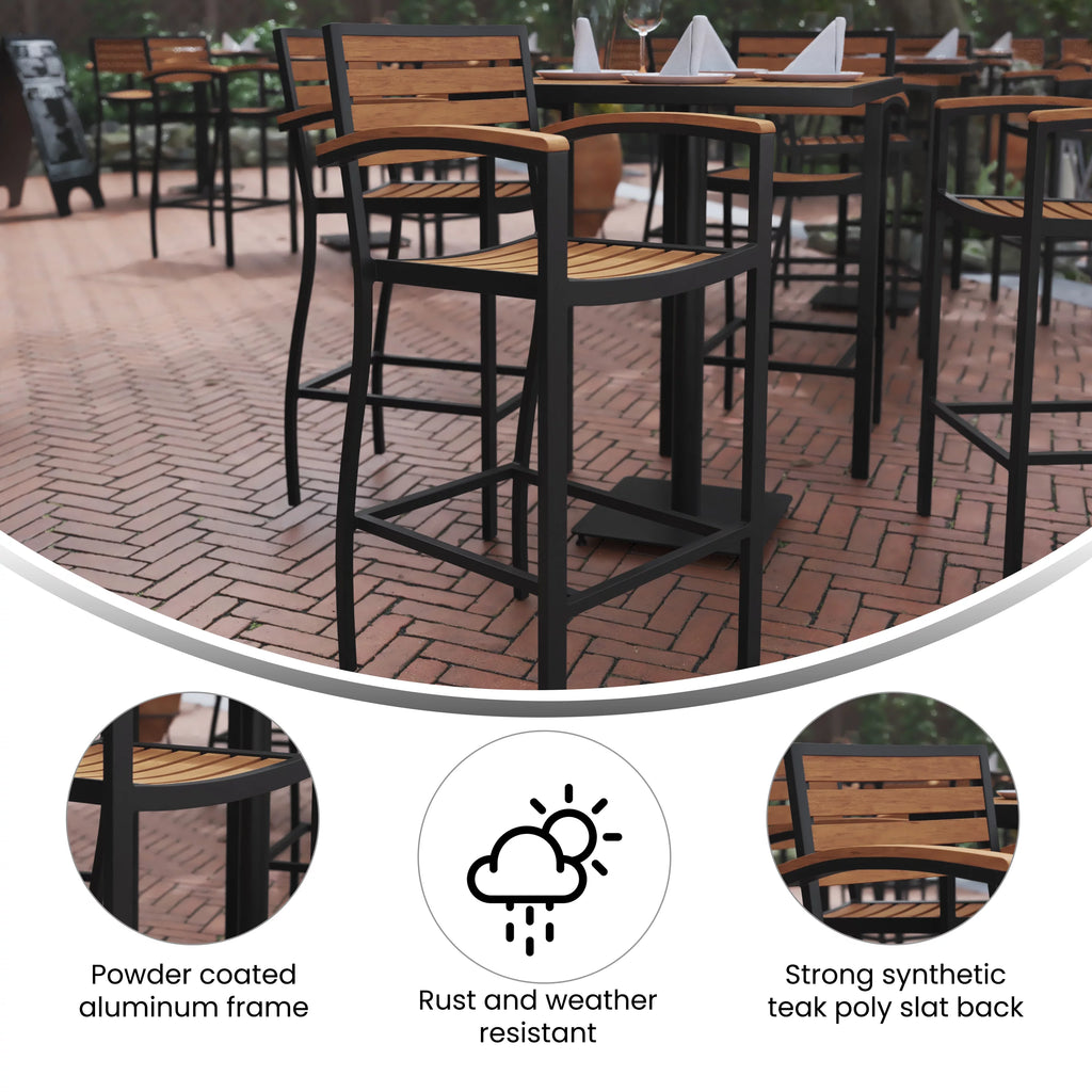 Teak Bar Height Stool with Arms C895