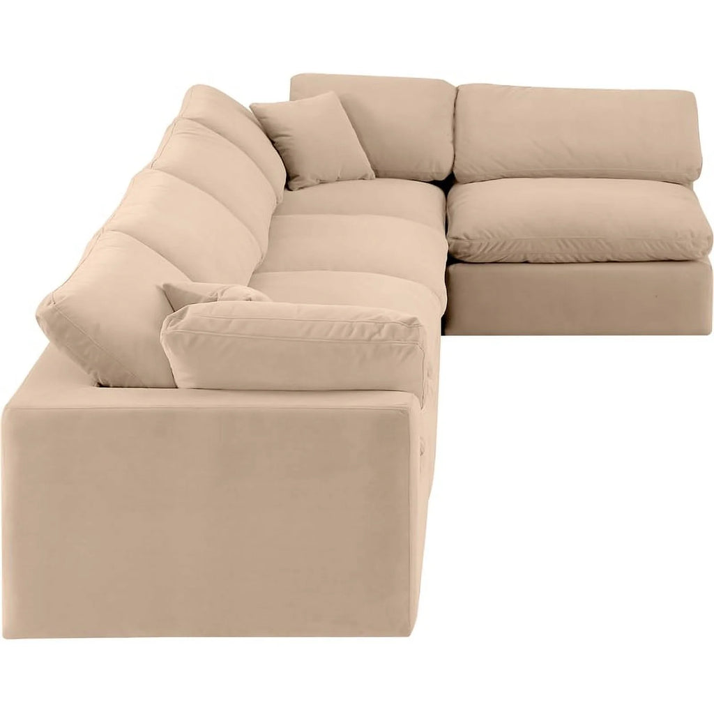 Beige Velvet Modular Sectional S38133