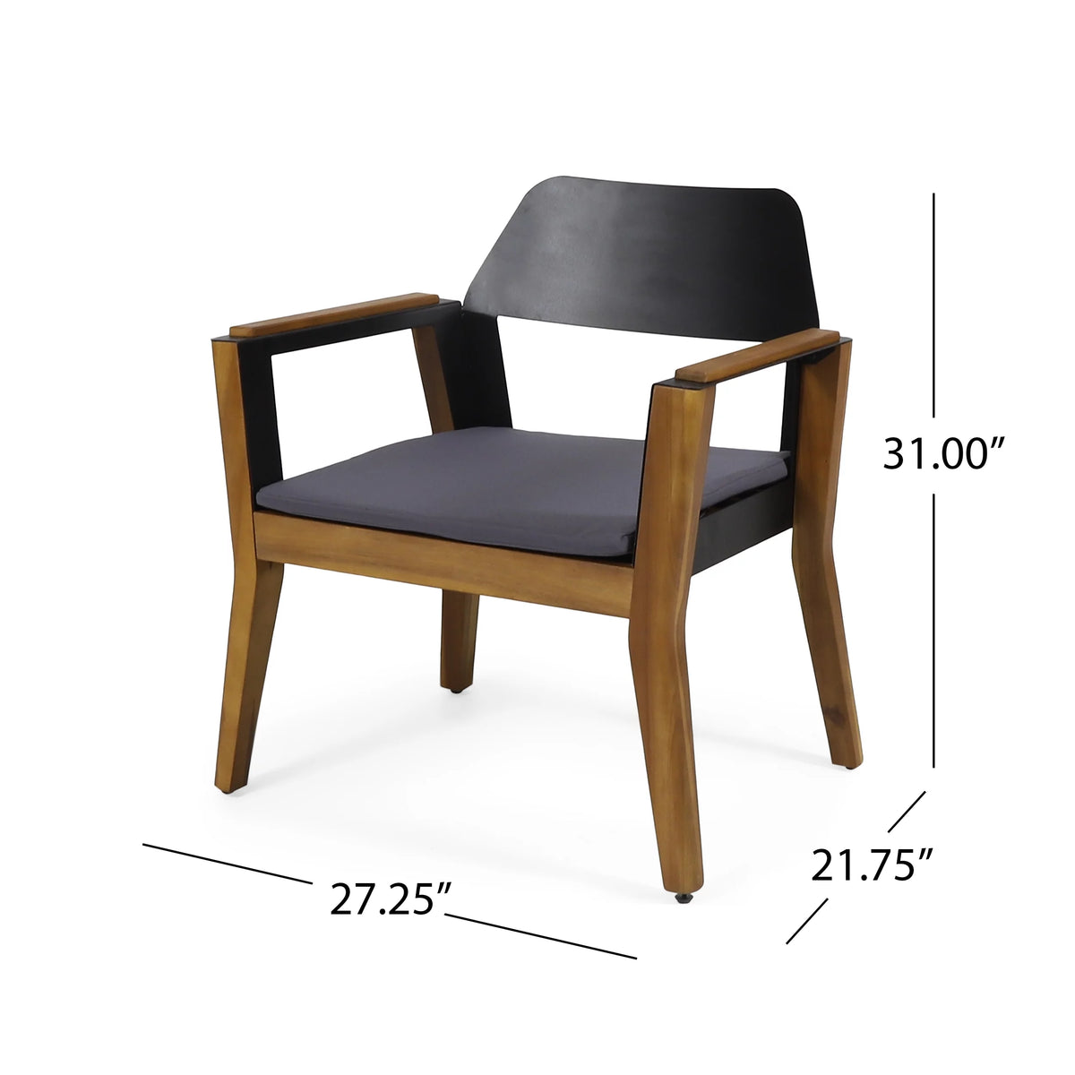 Acacia Wood Club Chairs with Cushion, Set of 4 X95866