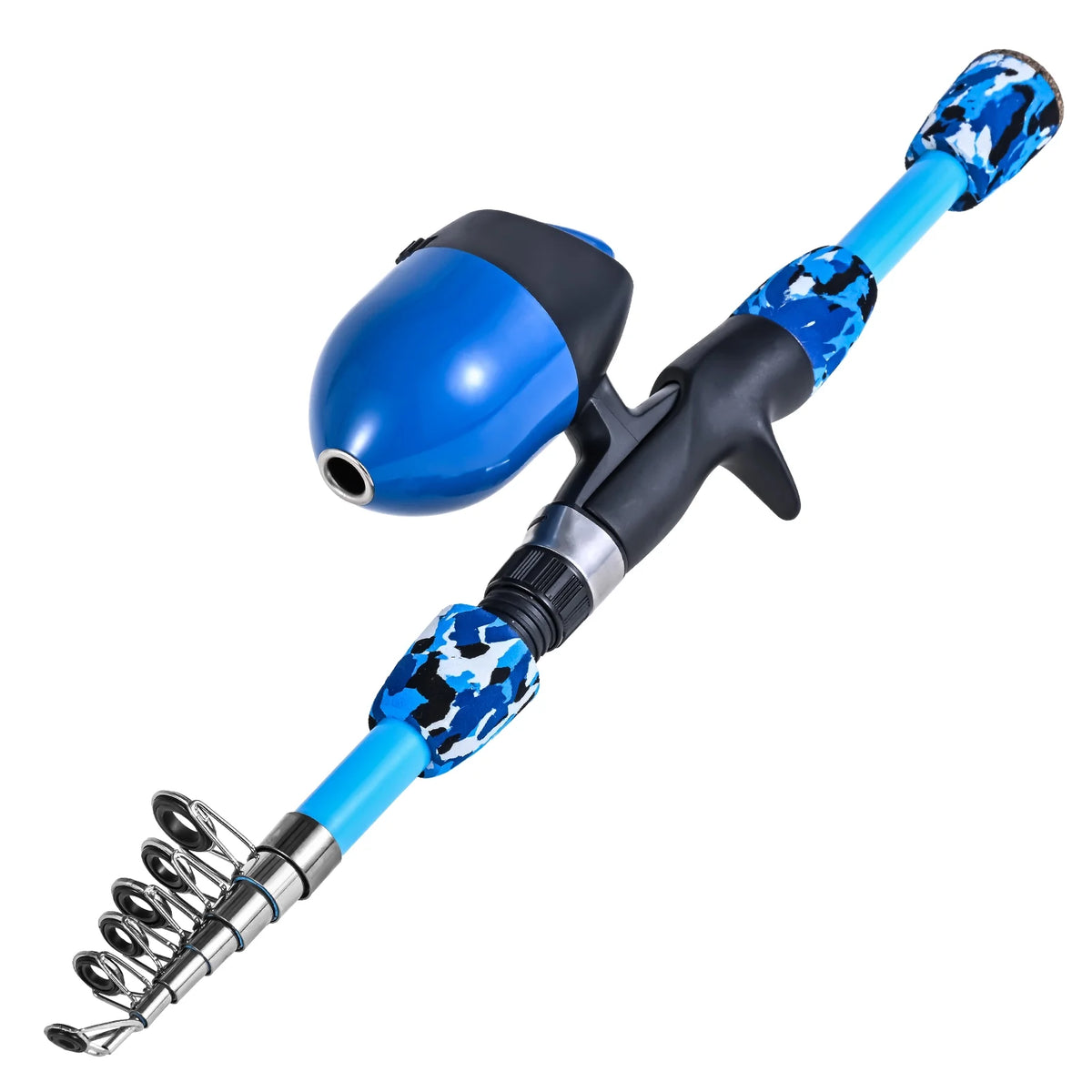 Fishing Rod and Reel Combo with Collapsible Stool, Landing Net, Telescopic Pole, and Tackle Box G452012