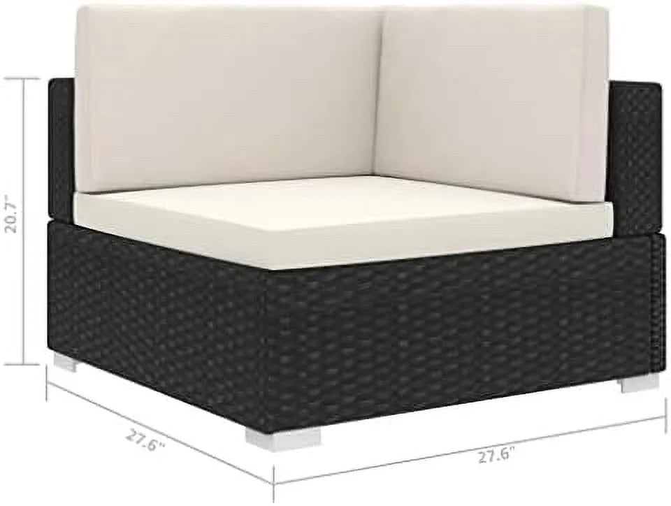 Gray Poly Rattan Sectional Corner Chair with Cushions T250652