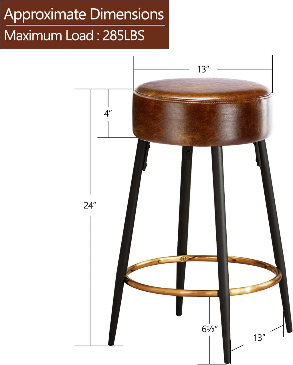 Brown Faux Leather Backless Counter Stools Set of 2 X531659