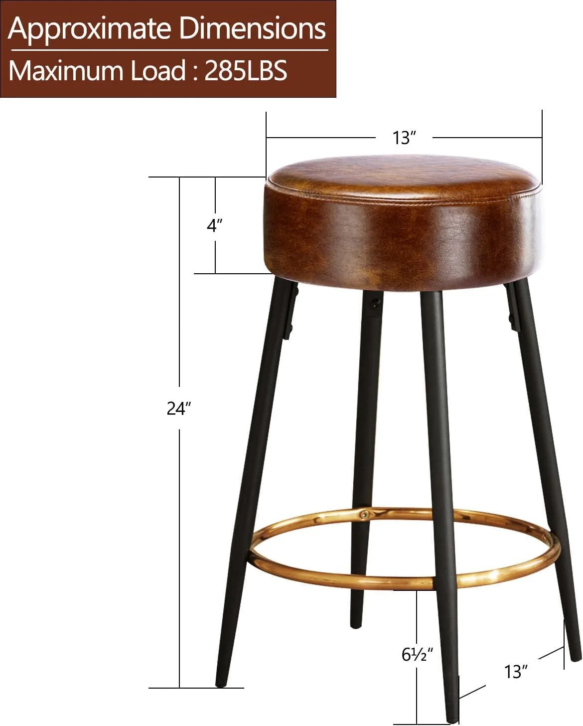 Brown Faux Leather Backless Counter Stools Set of 2 X531659