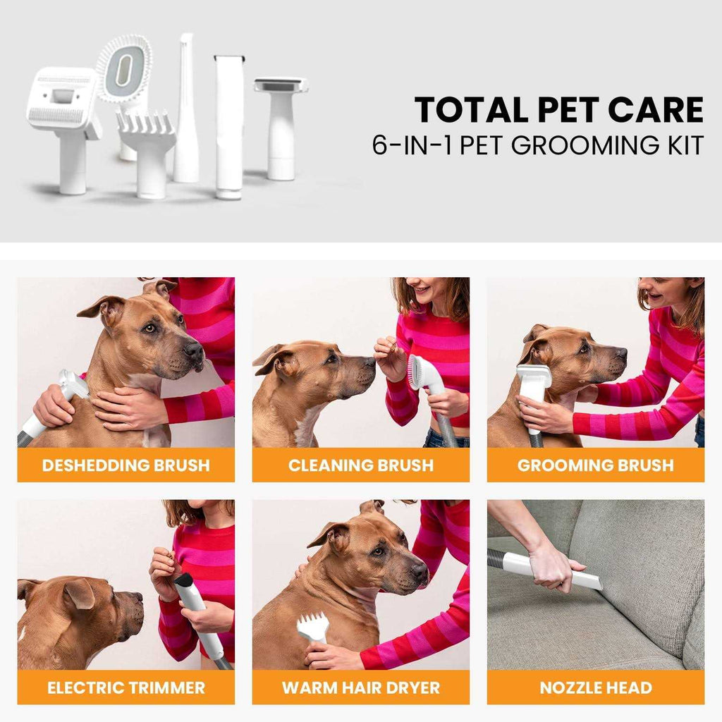 3-in-1 Pet Grooming Kit Vacuum Suction Dryer Clipper 6 Tools 4L Y788140