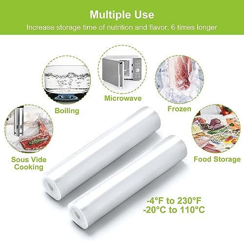 Vacuum Sealer Bags, 6 Pack 11" x 20' and 8" x 20' BPA Free U805260