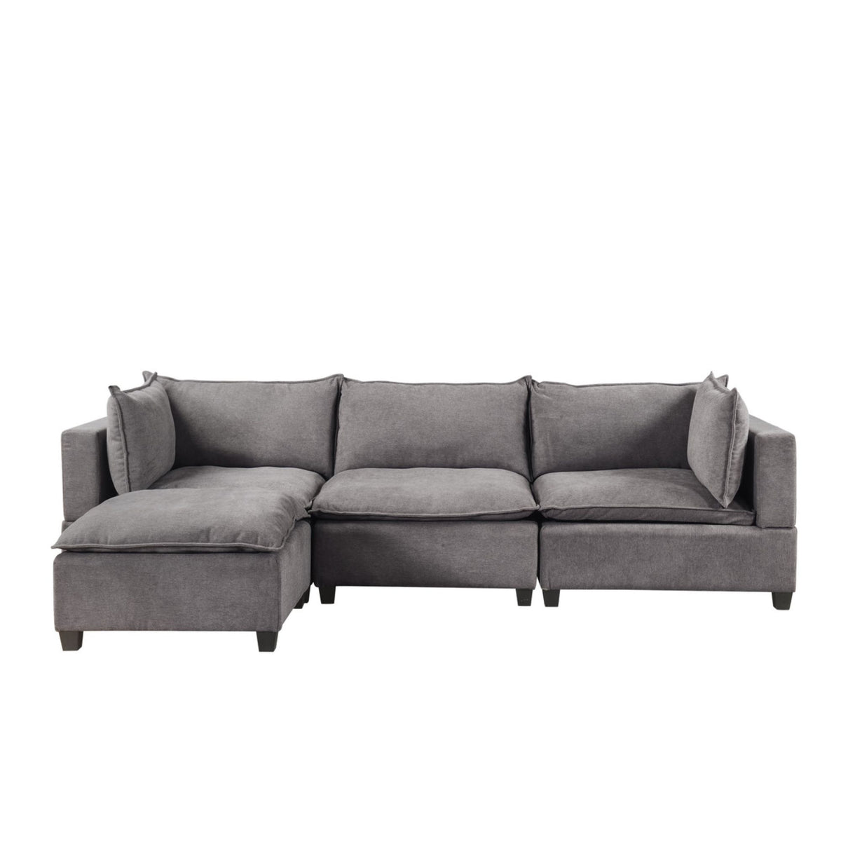 Light Gray Fabric Reversible Sectional Sofa Ottoman X731